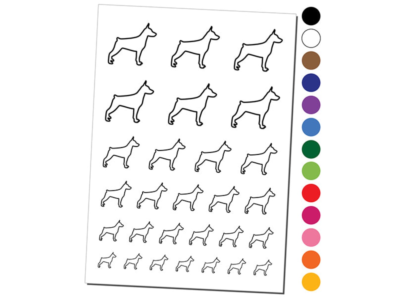 Miniature Pinscher Min Pin Dog Outline Temporary Tattoo Water Resistant Fake Body Art Set Collection